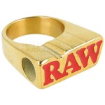 Inel metalic suflat cu aur de 24k si suport pentru conuri/tigara incorporat RAW Gold Ring 24K (12)